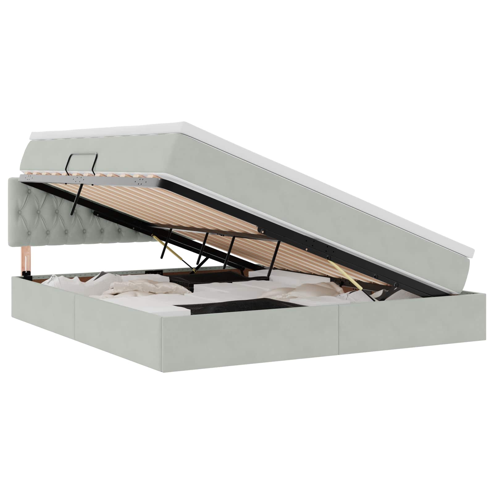 Krevet s od storage Svijetlo siva 160 x 200 cm Baršun
