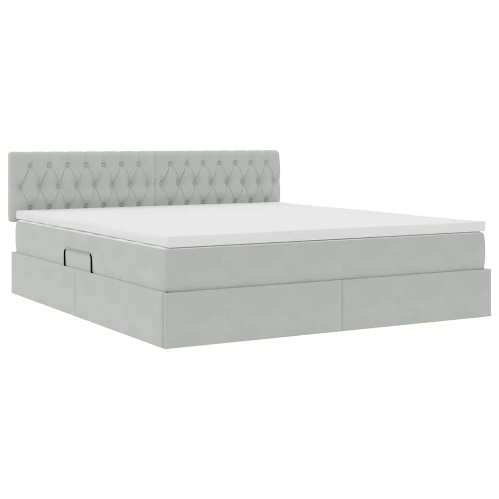 Krevet s od storage Svijetlo siva 160 x 200 cm Baršun