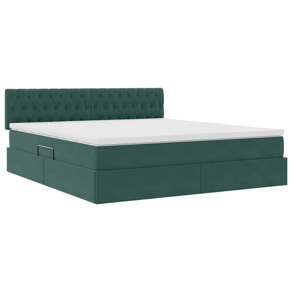 Krevet s od storage Tamnozelena 160 x 200 cm Baršun