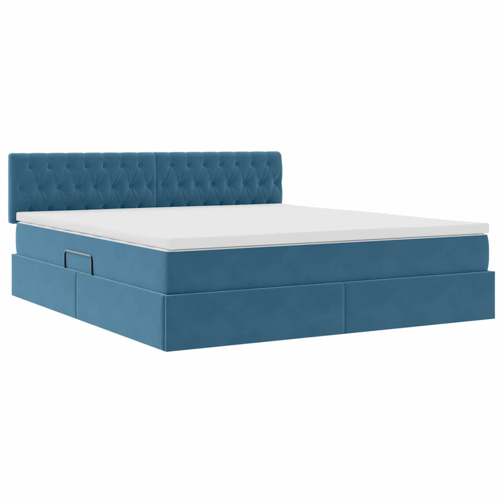 Krevet s od storage s madracem Tamno plava 160 x 200 cm Baršun