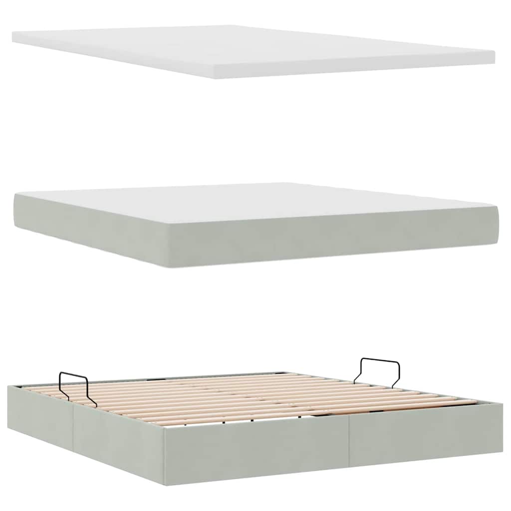 Krevet s od storage Svijetlo siva 180 x 200 cm Baršun