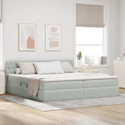 Krevet s od storage Svijetlo siva 200 x 200 cm Baršun