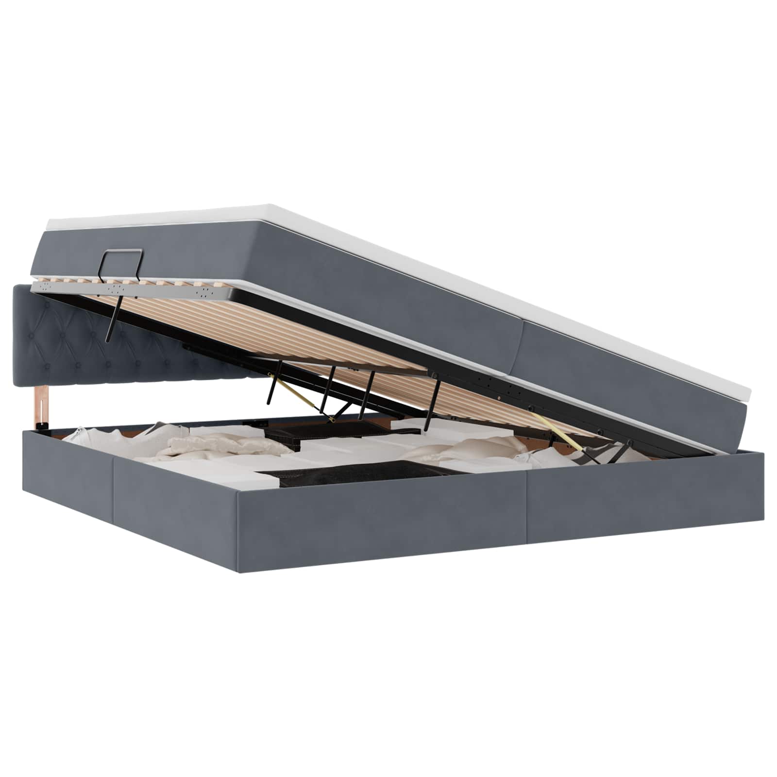 Krevet s od storage s madracem Tamno siva 200 x 200 cm Baršun