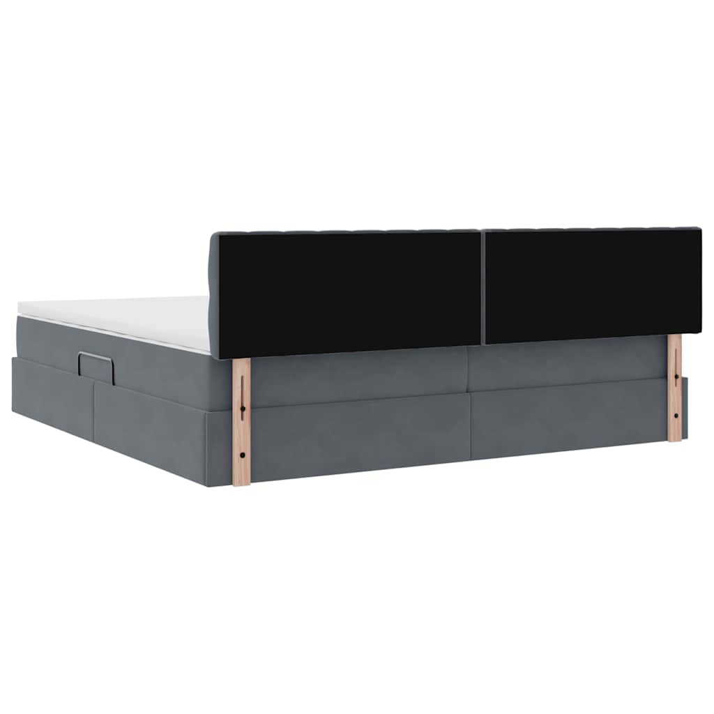 Krevet s od storage s madracem Tamno siva 200 x 200 cm Baršun