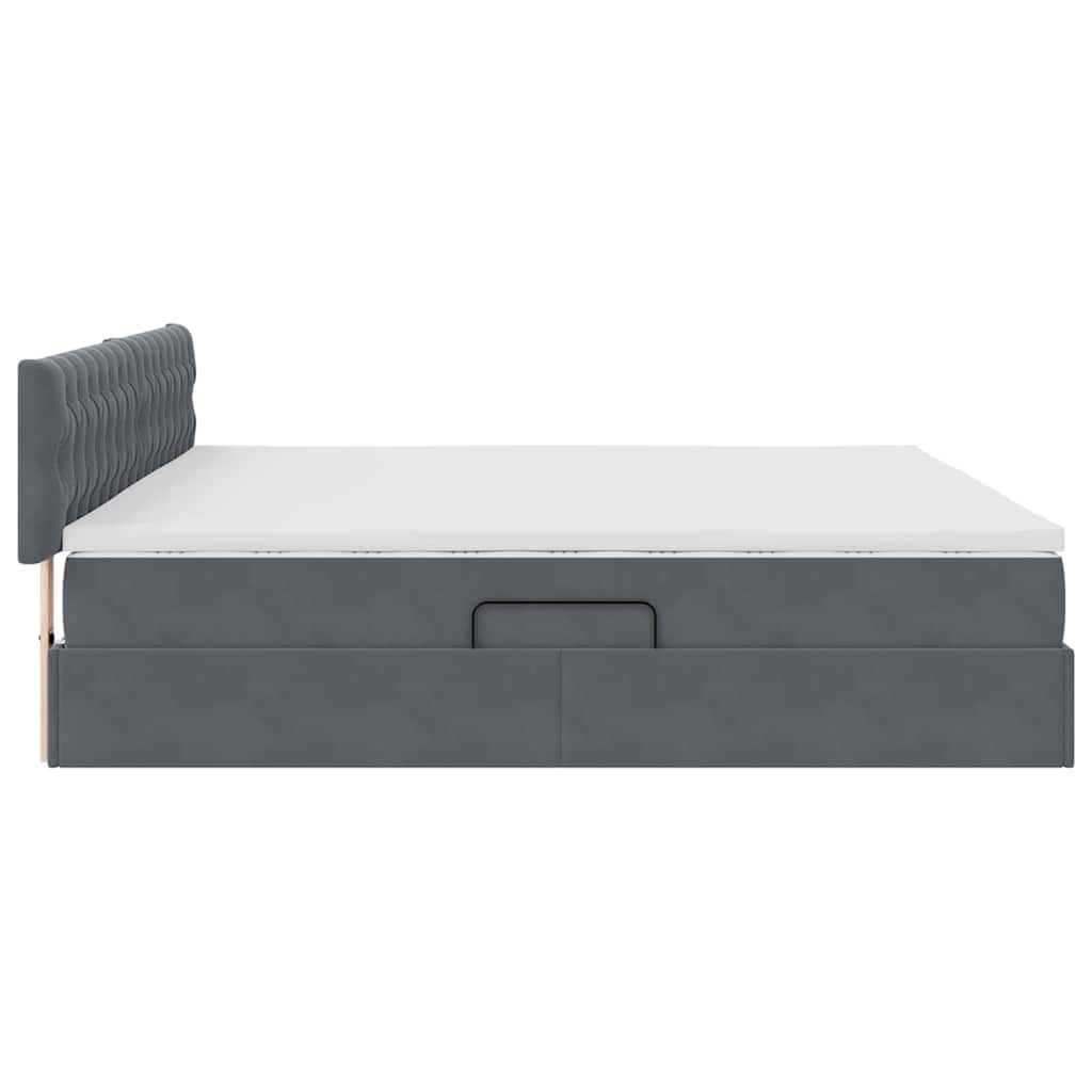 Krevet s od storage s madracem Tamno siva 200 x 200 cm Baršun