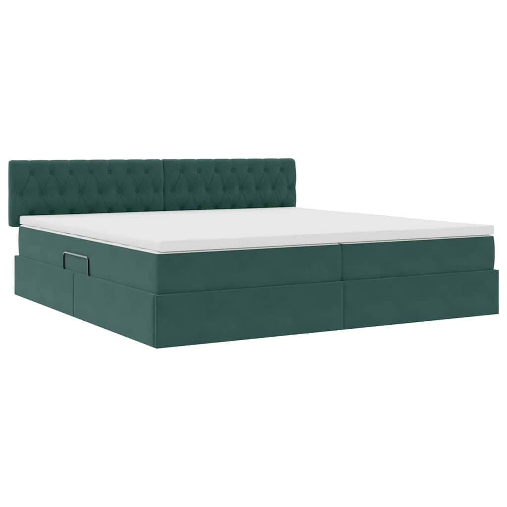 Krevet s od storage Tamnozelena 200 x 200 cm Baršun