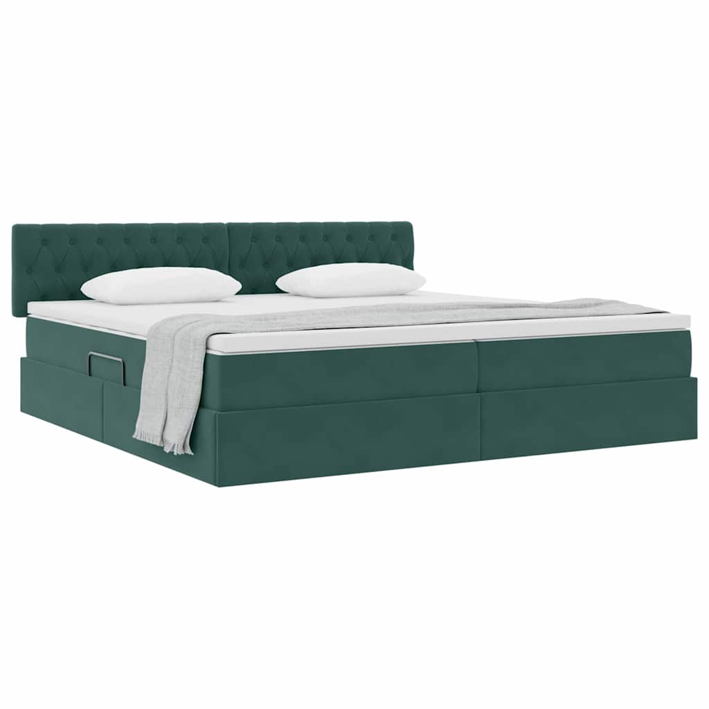 Krevet s od storage Tamnozelena 200 x 200 cm Baršun