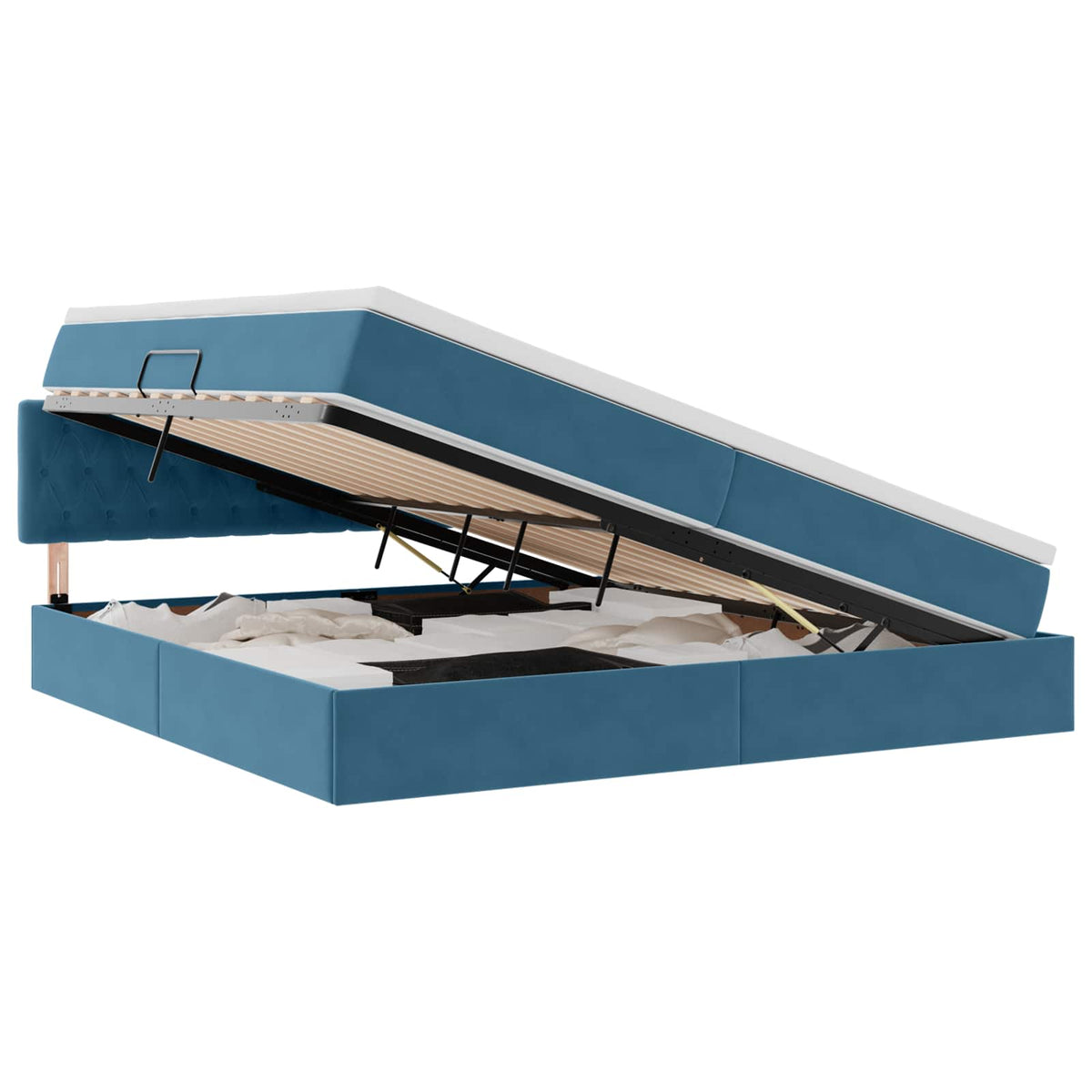 Krevet s od storage Tamno plava 200 x 200 cm Baršun