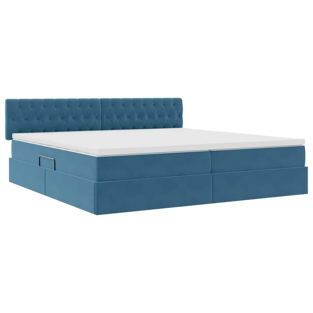 Krevet s od storage Tamno plava 200 x 200 cm Baršun