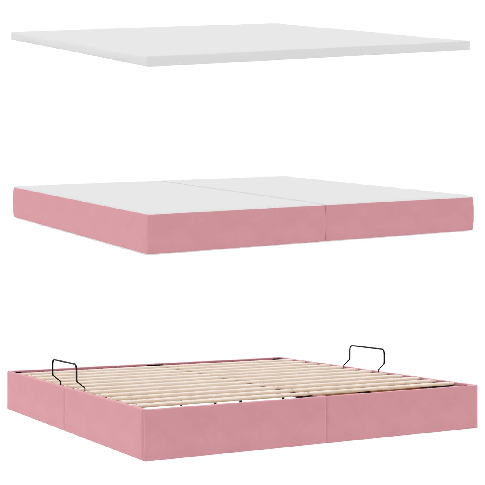 Krevet s od storage s madracem Ružičasta 200 x 200 cm Baršun
