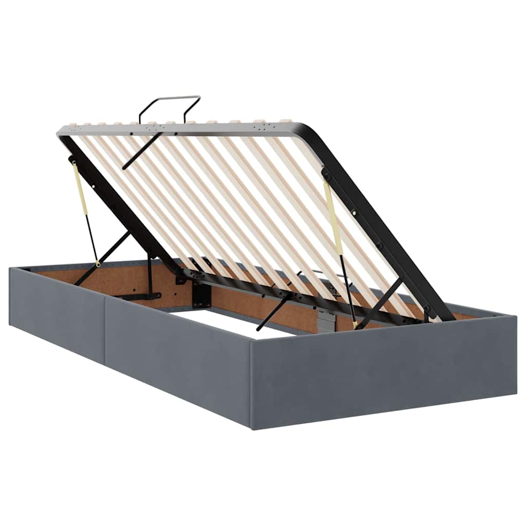 Krevet s od storage s madracem Tamno siva 90 x 190 cm Baršun