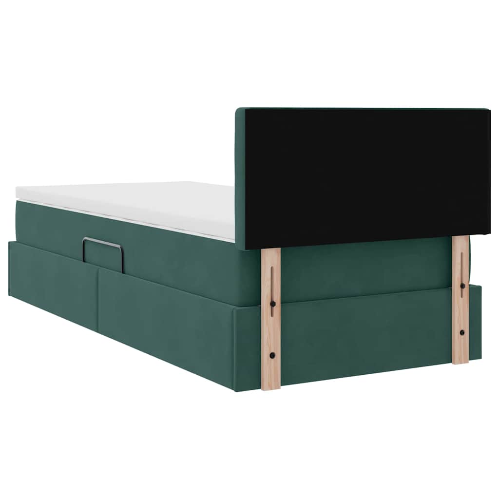 Krevet s od storage s madracem Tamnozelena 90 x 200 cm Baršun