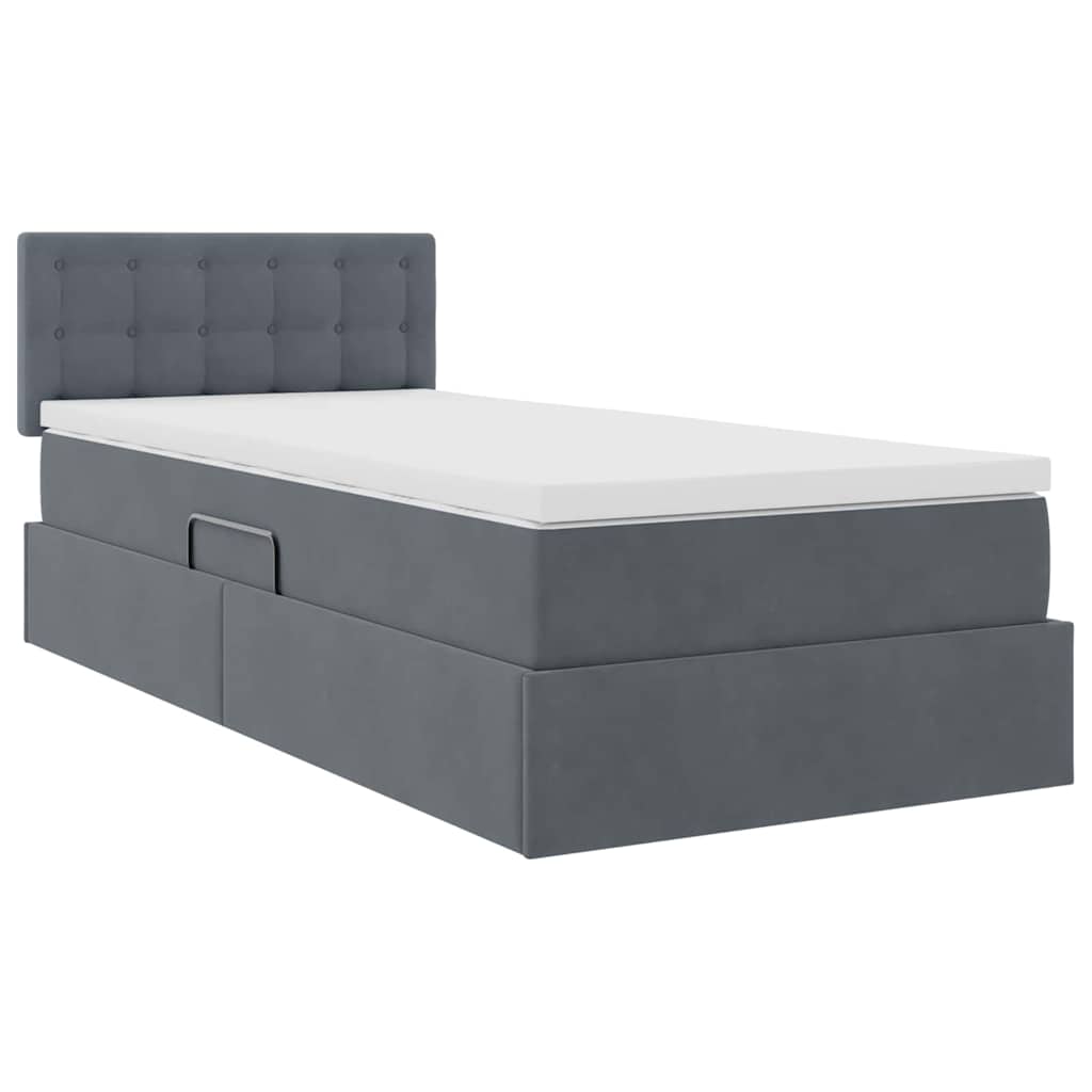 Krevet s od storage s madracem Tamno siva 100 x 200 cm Baršun