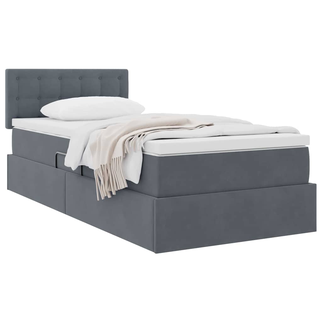 Krevet s od storage s madracem Tamno siva 100 x 200 cm Baršun