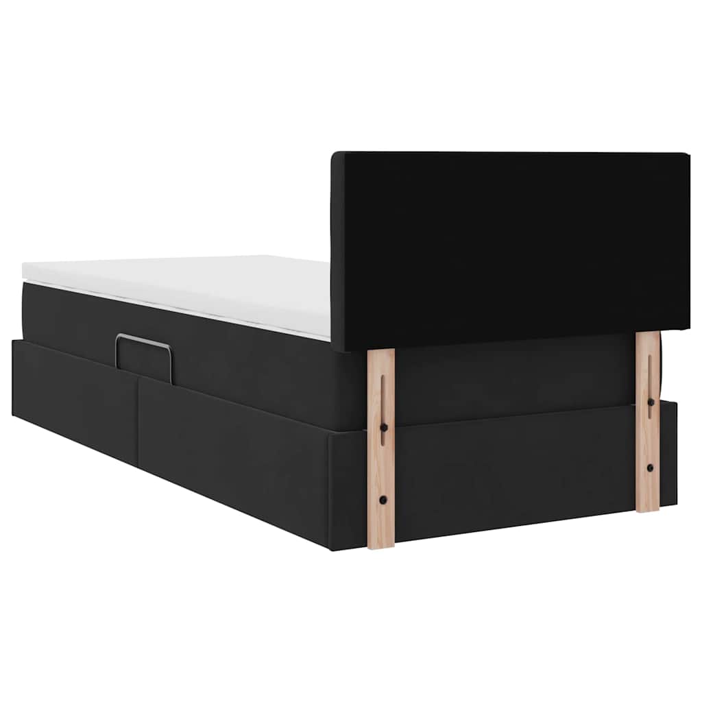 Krevet s od storage s madracem Crna 100 x 200 cm Baršun