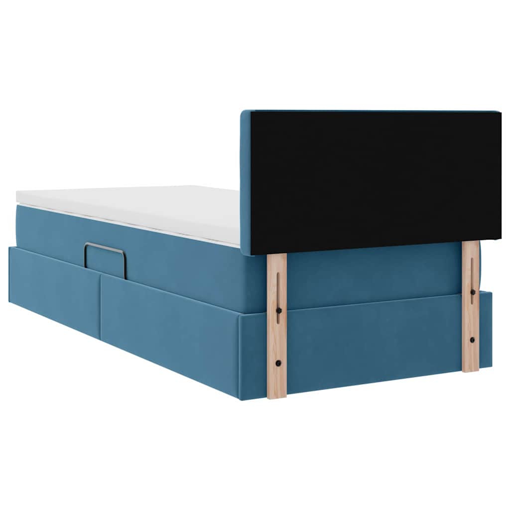 Krevet s od storage s madracem Tamno plava 100 x 200 cm Baršun