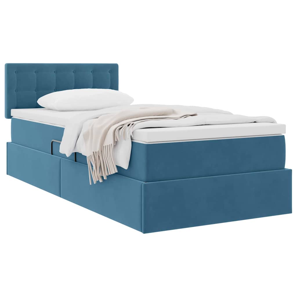 Krevet s od storage Tamno plava 100 x 200 cm Baršun