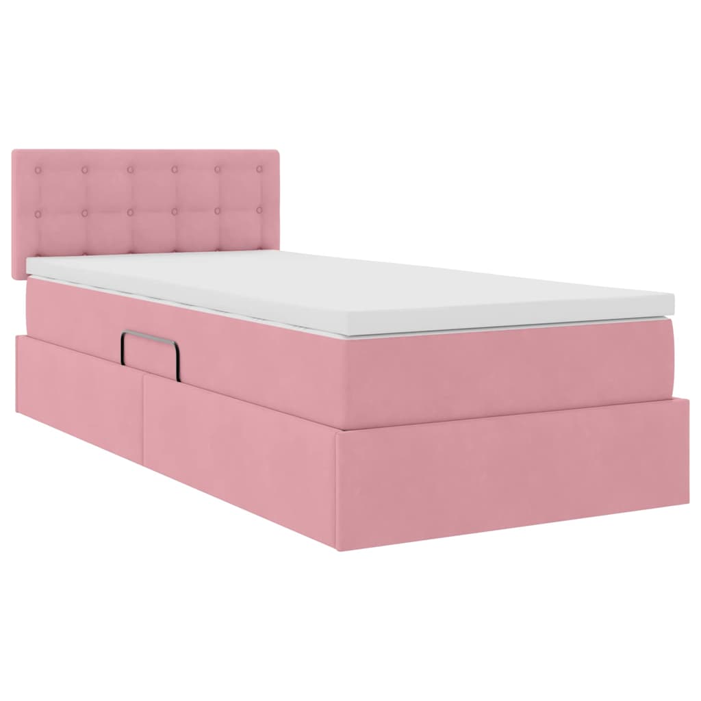 Krevet s od storage s uzglavljem Ružičasta 100 x 200 cm Baršun