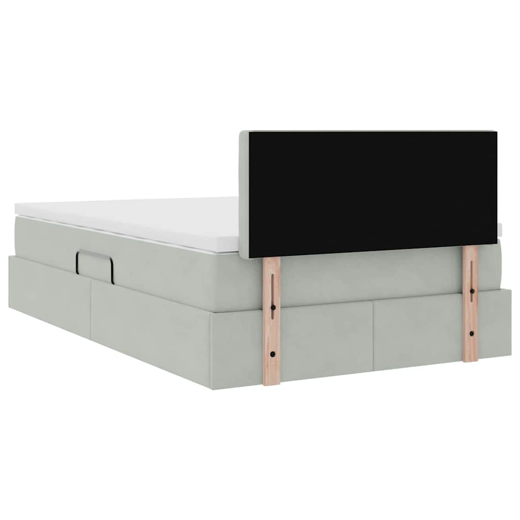 Krevet s od storage Svijetlo siva 120 x 190 cm Baršun