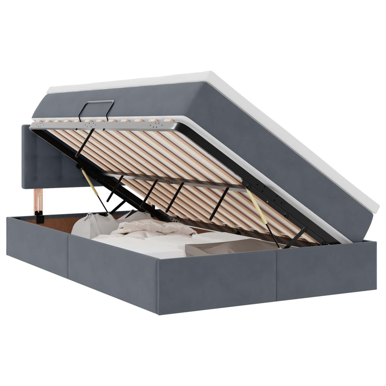 Krevet s od storage s madracem Tamno siva 120 x 190 cm Baršun