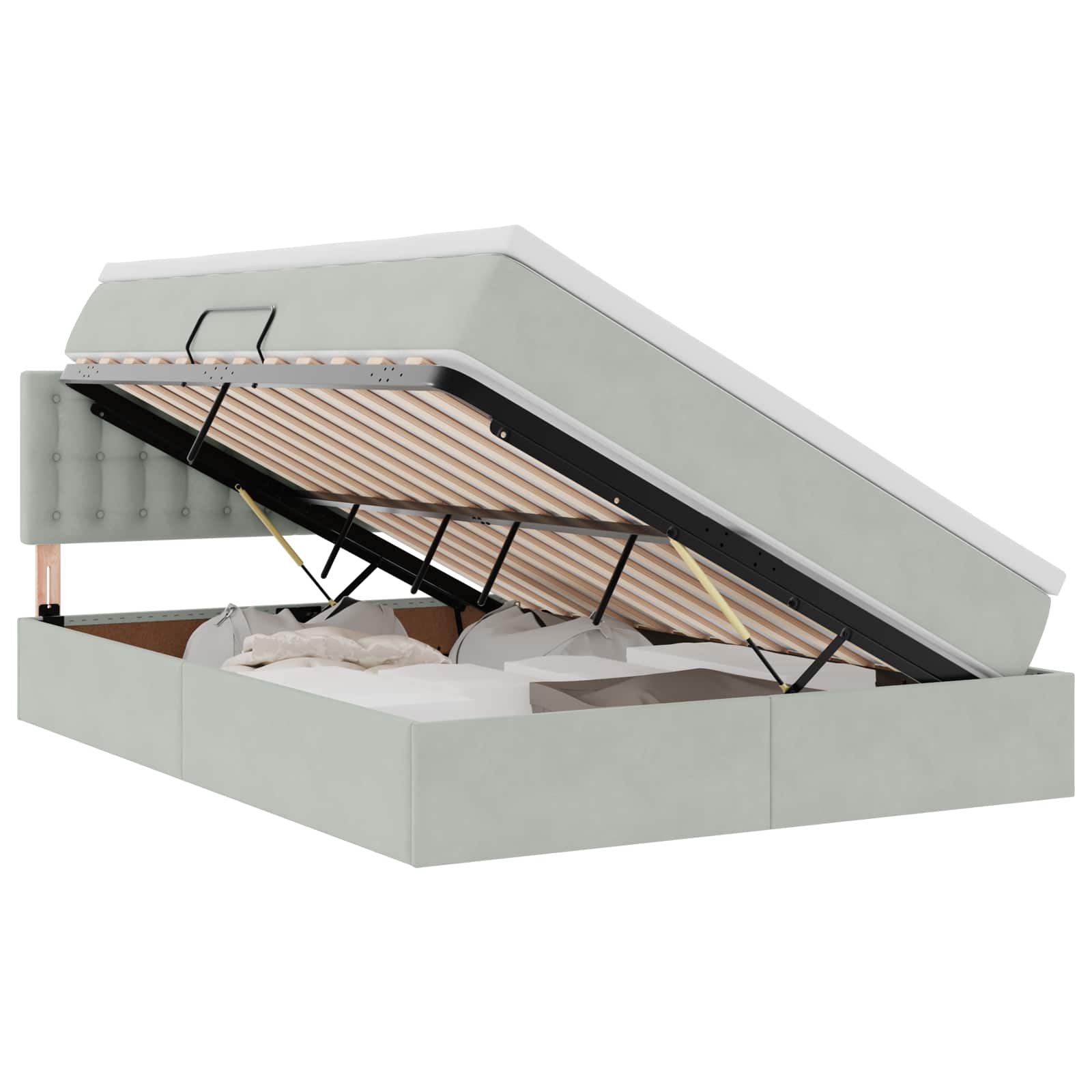 Krevet s od storage Svijetlo siva 140 x 190 cm Baršun