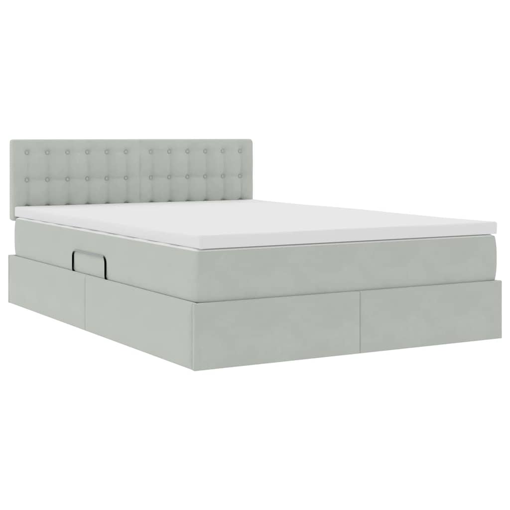 Krevet s od storage Svijetlo siva 140 x 190 cm Baršun