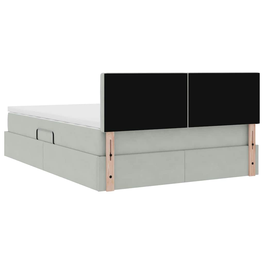 Krevet s od storage Svijetlo siva 140 x 190 cm Baršun
