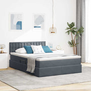 Krevet s od storage s uzglavljem Tamno siva 140 x 190 cm Baršun