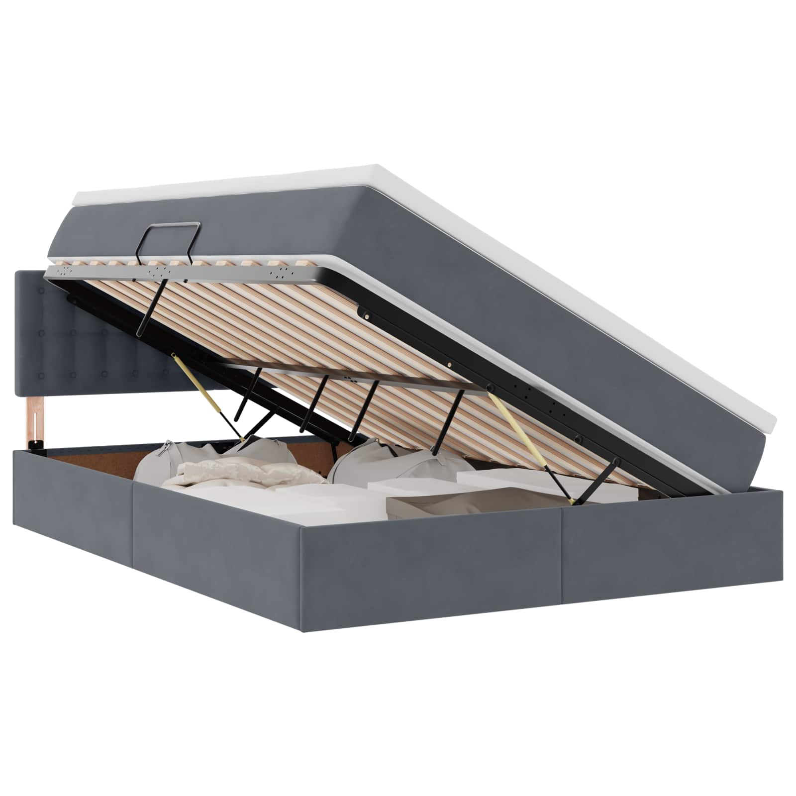 Krevet s od storage s uzglavljem Tamno siva 140 x 190 cm Baršun