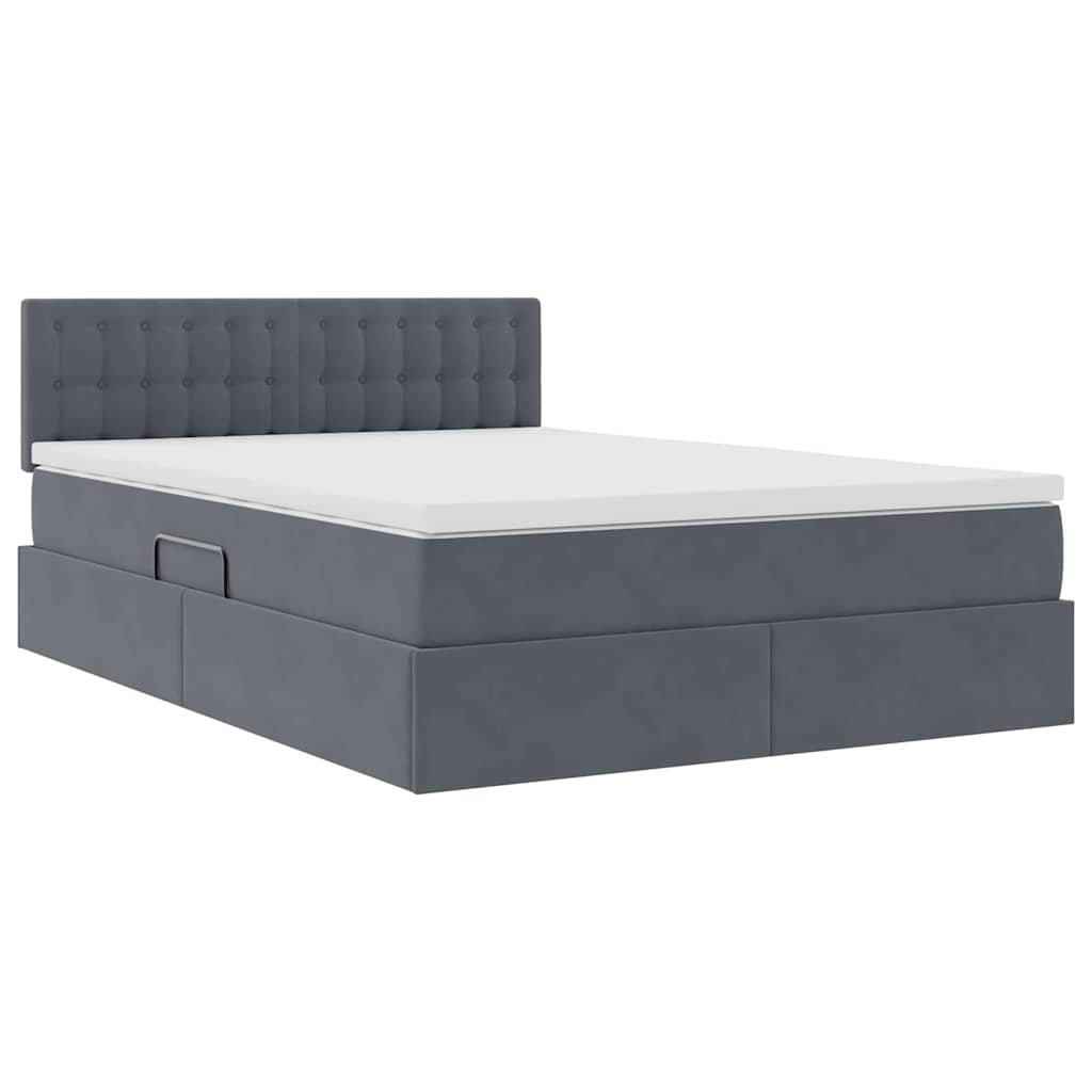 Krevet s od storage s uzglavljem Tamno siva 140 x 190 cm Baršun