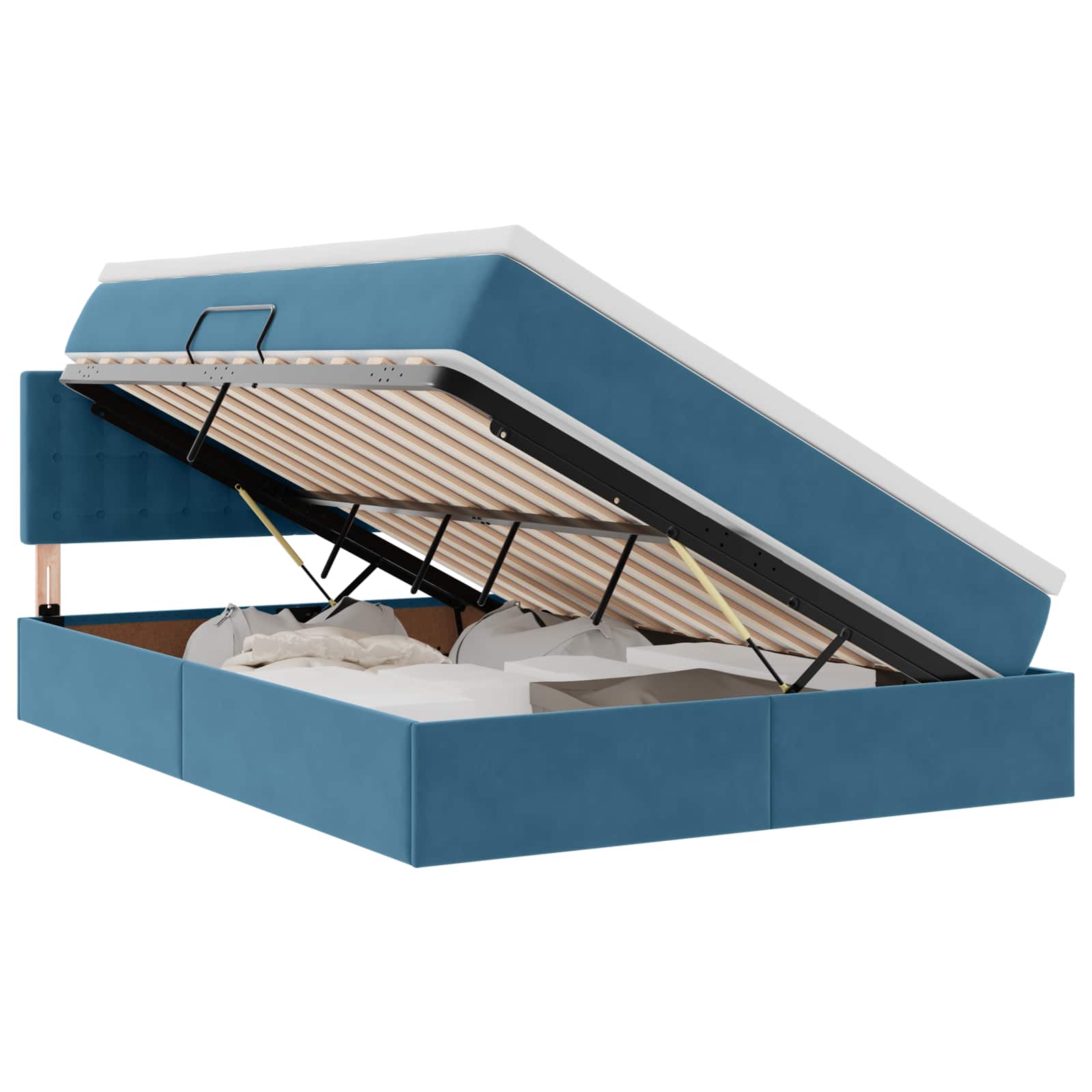 Krevet s od storage s madracem Tamno plava 140 x 190 cm Baršun