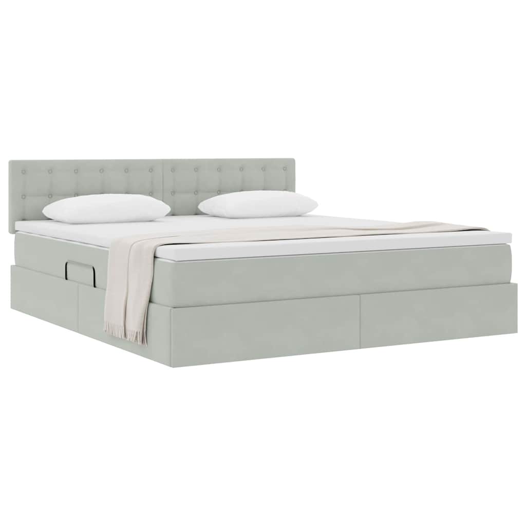 Krevet s od storage Svijetlo siva 160 x 200 cm Baršun
