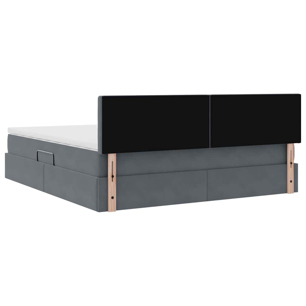 Krevet s od storage s madracem Tamno siva 160 x 200 cm Baršun