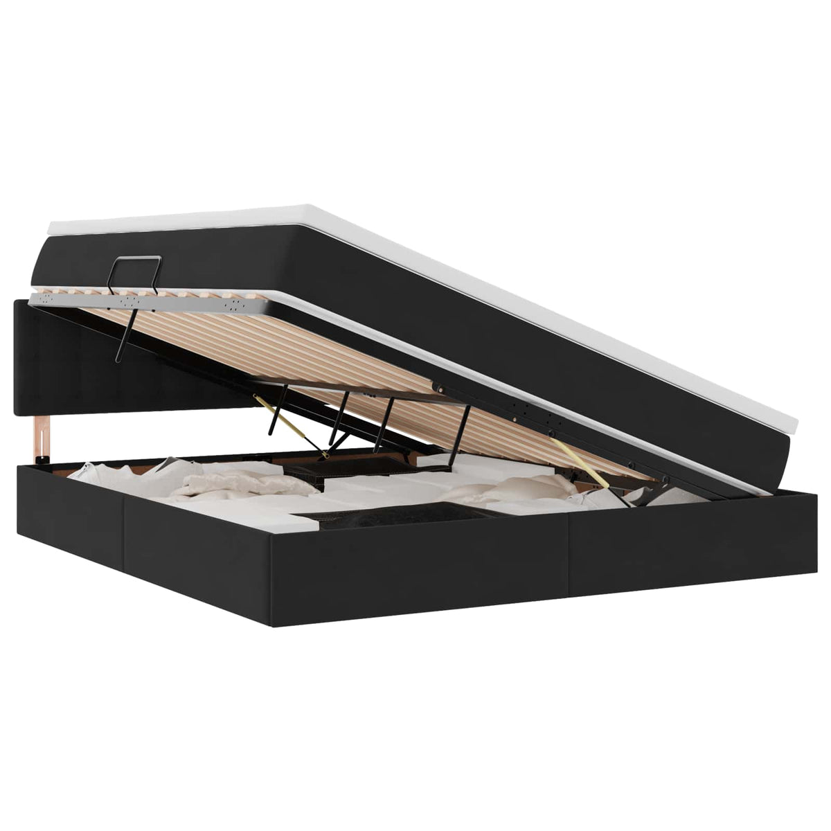 Krevet s od storage s uzglavljem Crna 160 x 200 cm Baršun