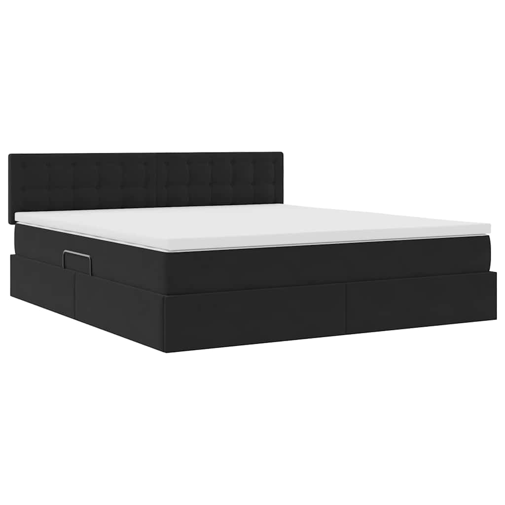 Krevet s od storage s uzglavljem Crna 160 x 200 cm Baršun