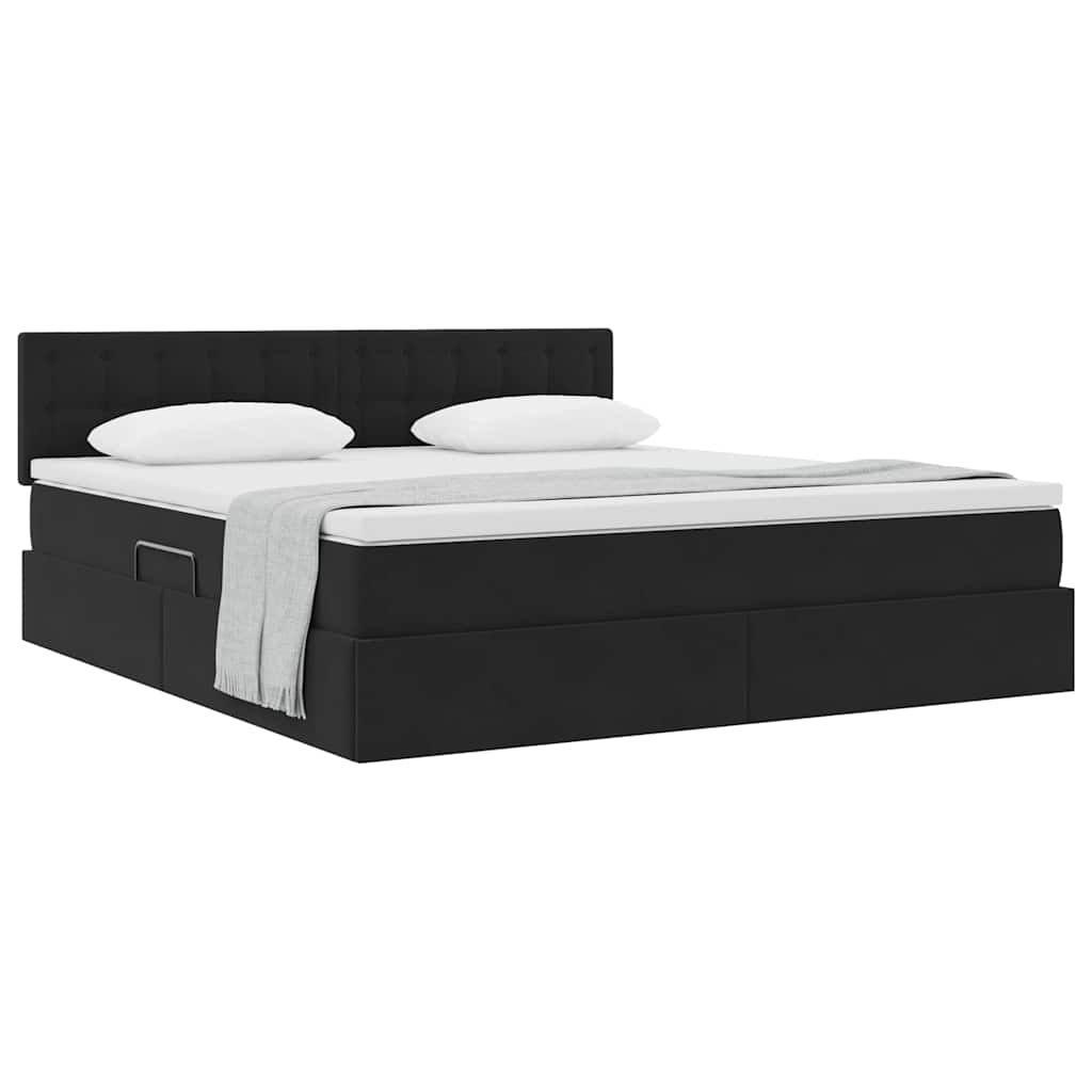 Krevet s od storage s uzglavljem Crna 160 x 200 cm Baršun