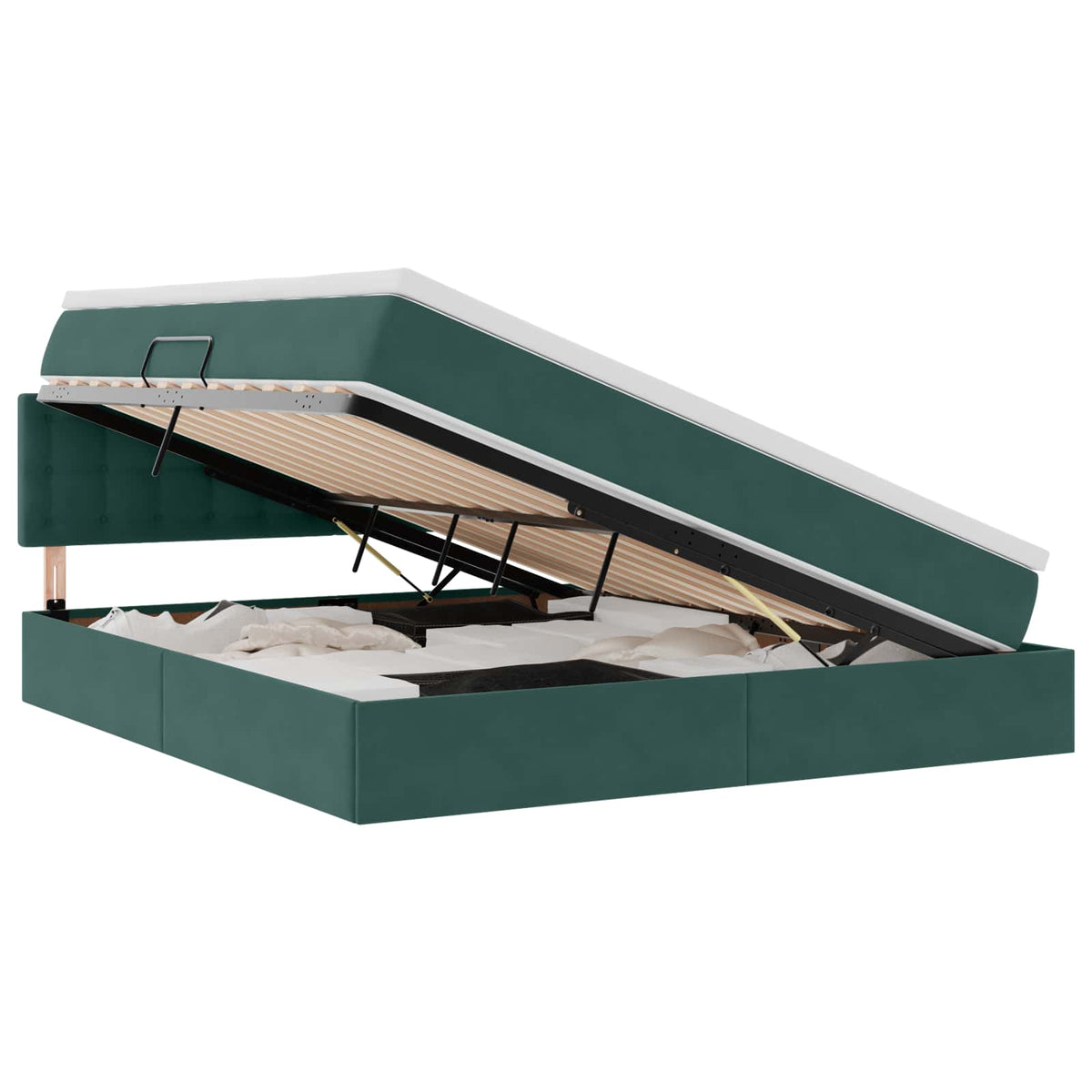 Krevet s od storage Tamnozelena 160 x 200 cm Baršun