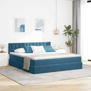 Krevet s od storage Tamno plava 160 x 200 cm Baršun