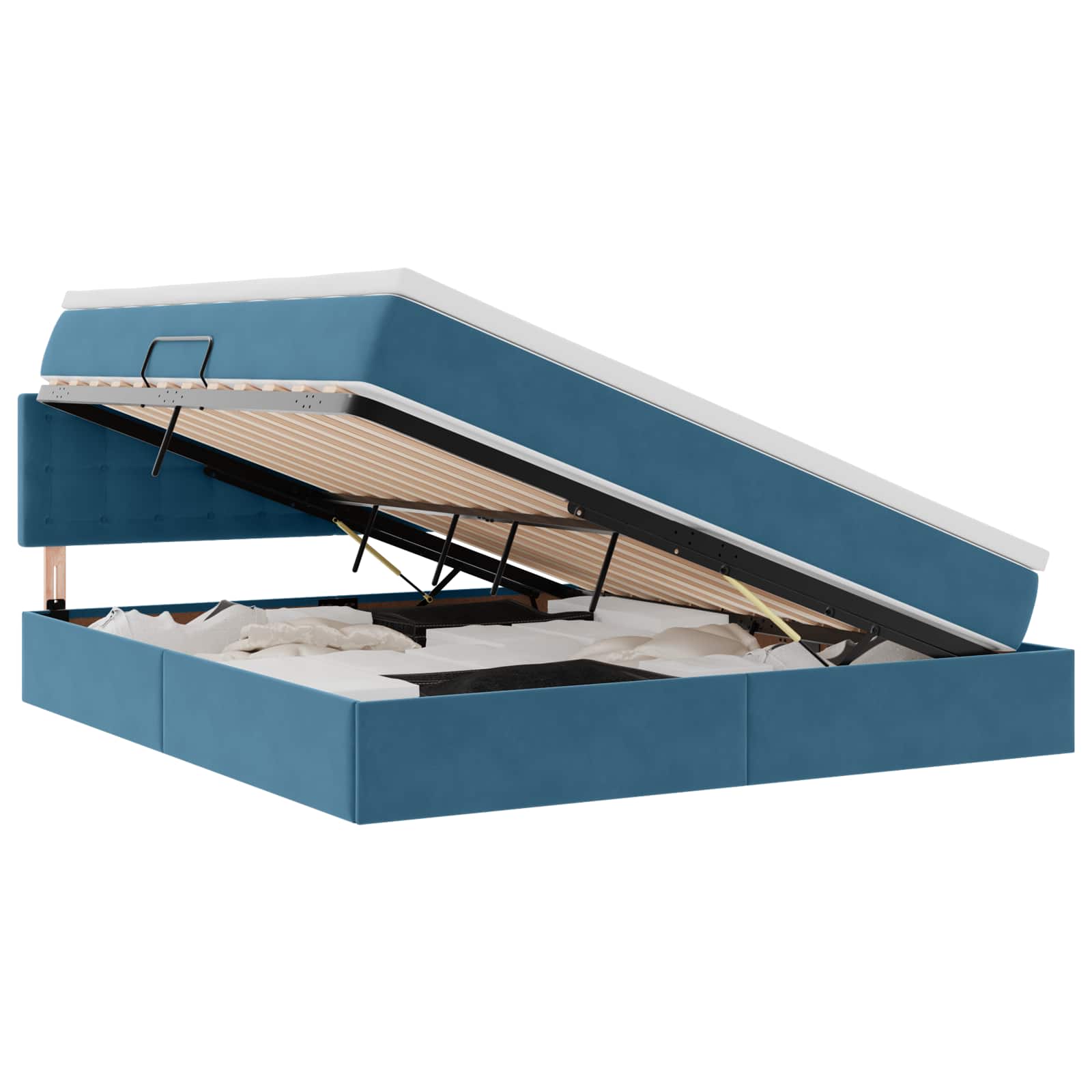 Krevet s od storage Tamno plava 160 x 200 cm Baršun