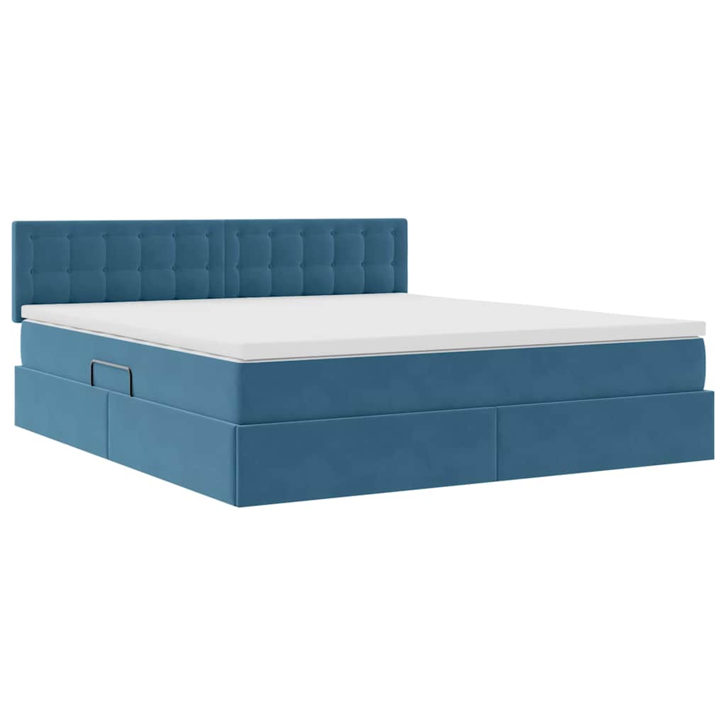 Krevet s od storage Tamno plava 160 x 200 cm Baršun