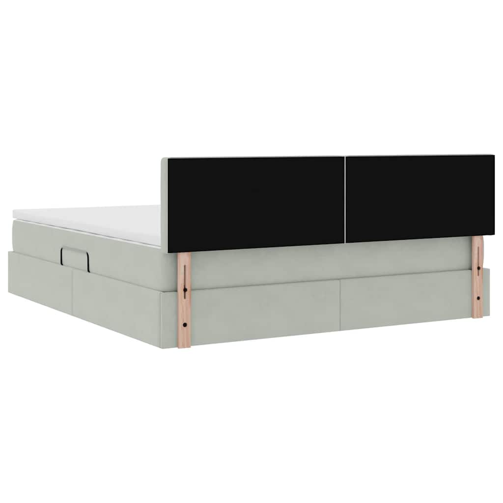 Krevet s od storage Svijetlo siva 180 x 200 cm Baršun