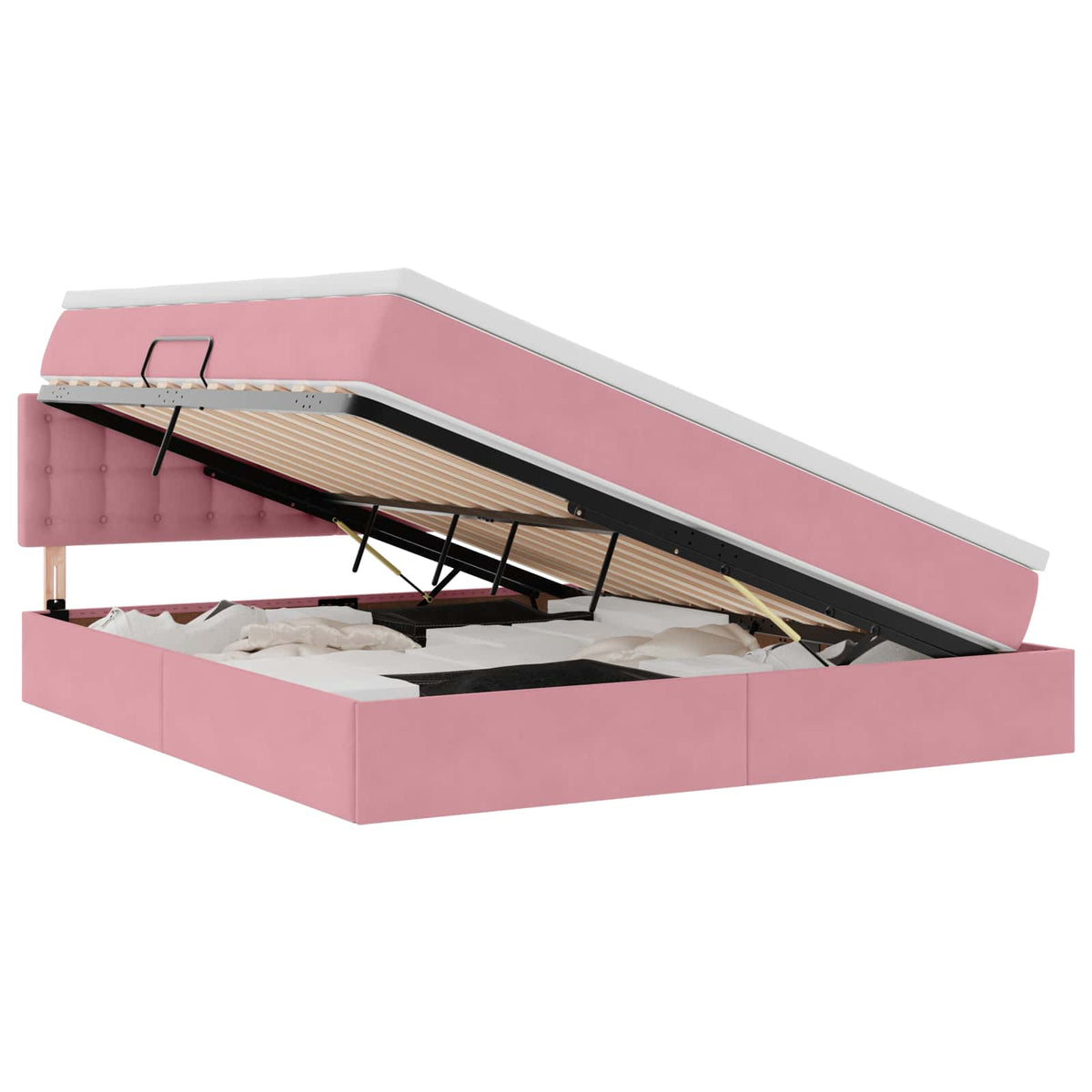 Krevet s od storage s uzglavljem Ružičasta 180 x 200 cm Baršun