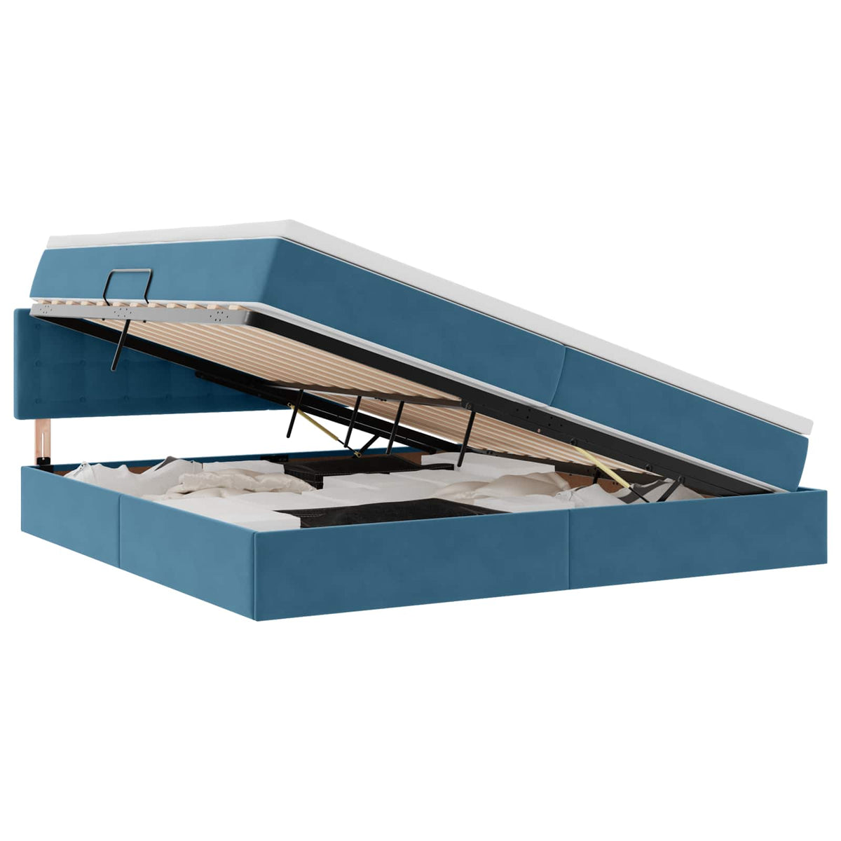 Krevet s od storage Tamno plava 200 x 200 cm Baršun