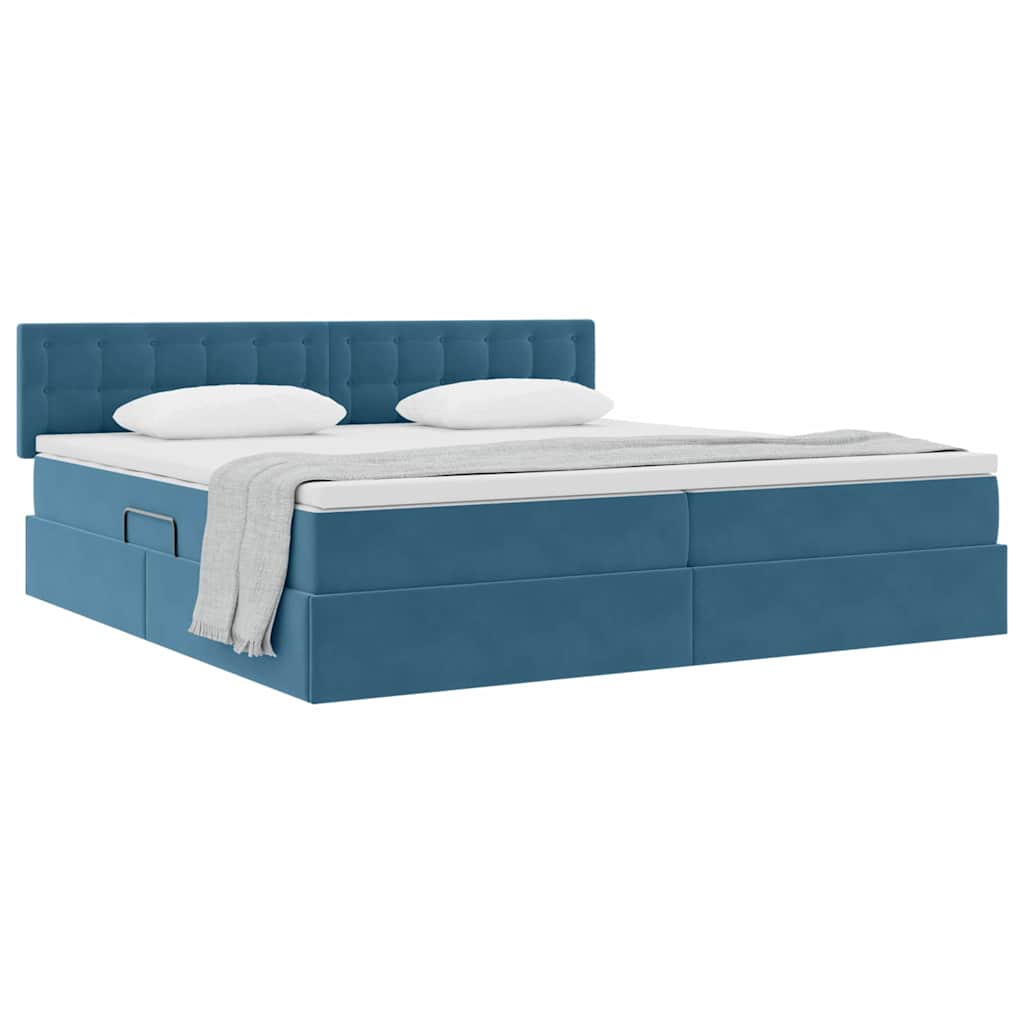 Krevet s od storage Tamno plava 200 x 200 cm Baršun