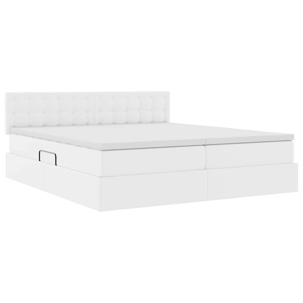 Krevet s od storage Čista bijela 180 x 200 cm Lažna koža