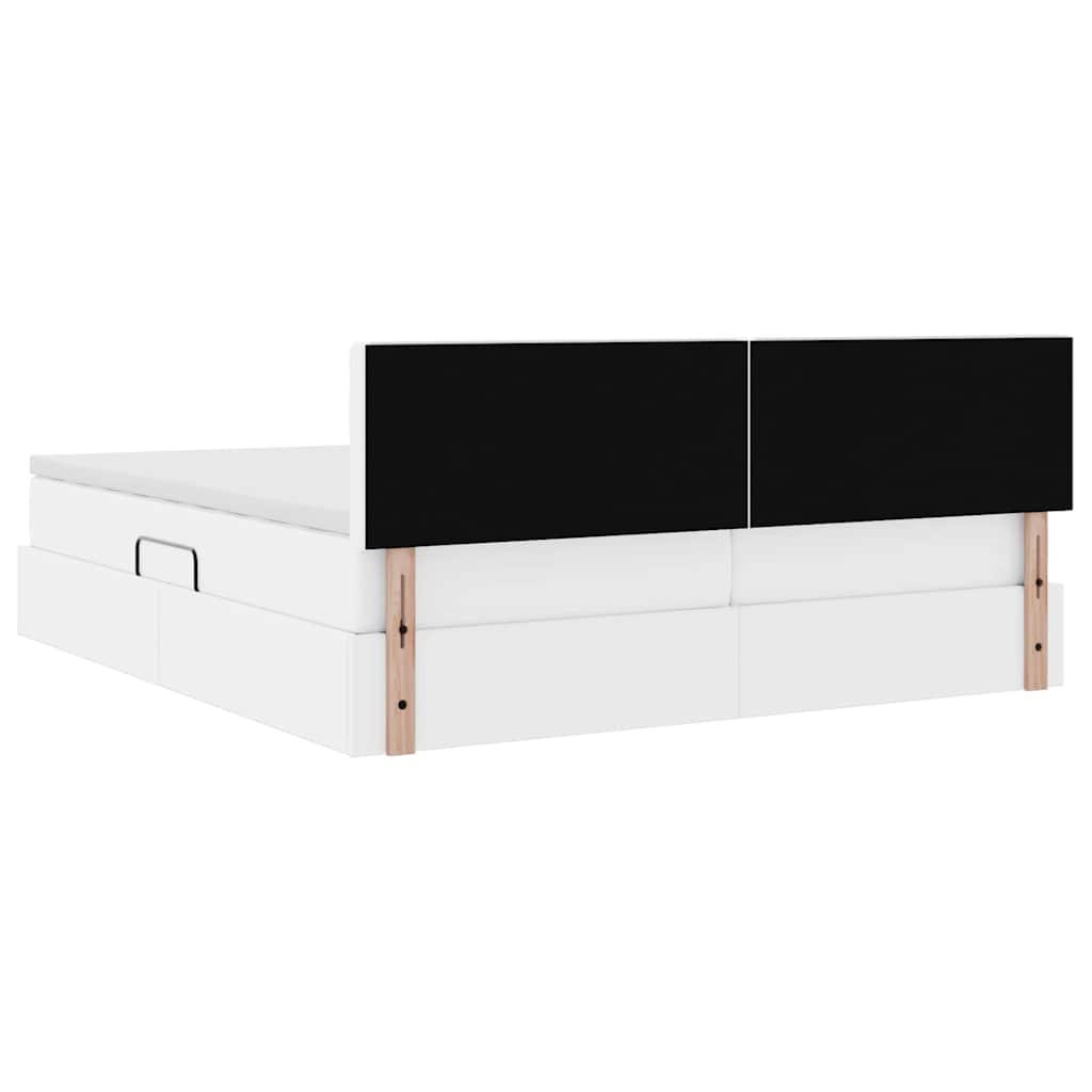 Krevet s od storage Čista bijela 180 x 200 cm Lažna koža