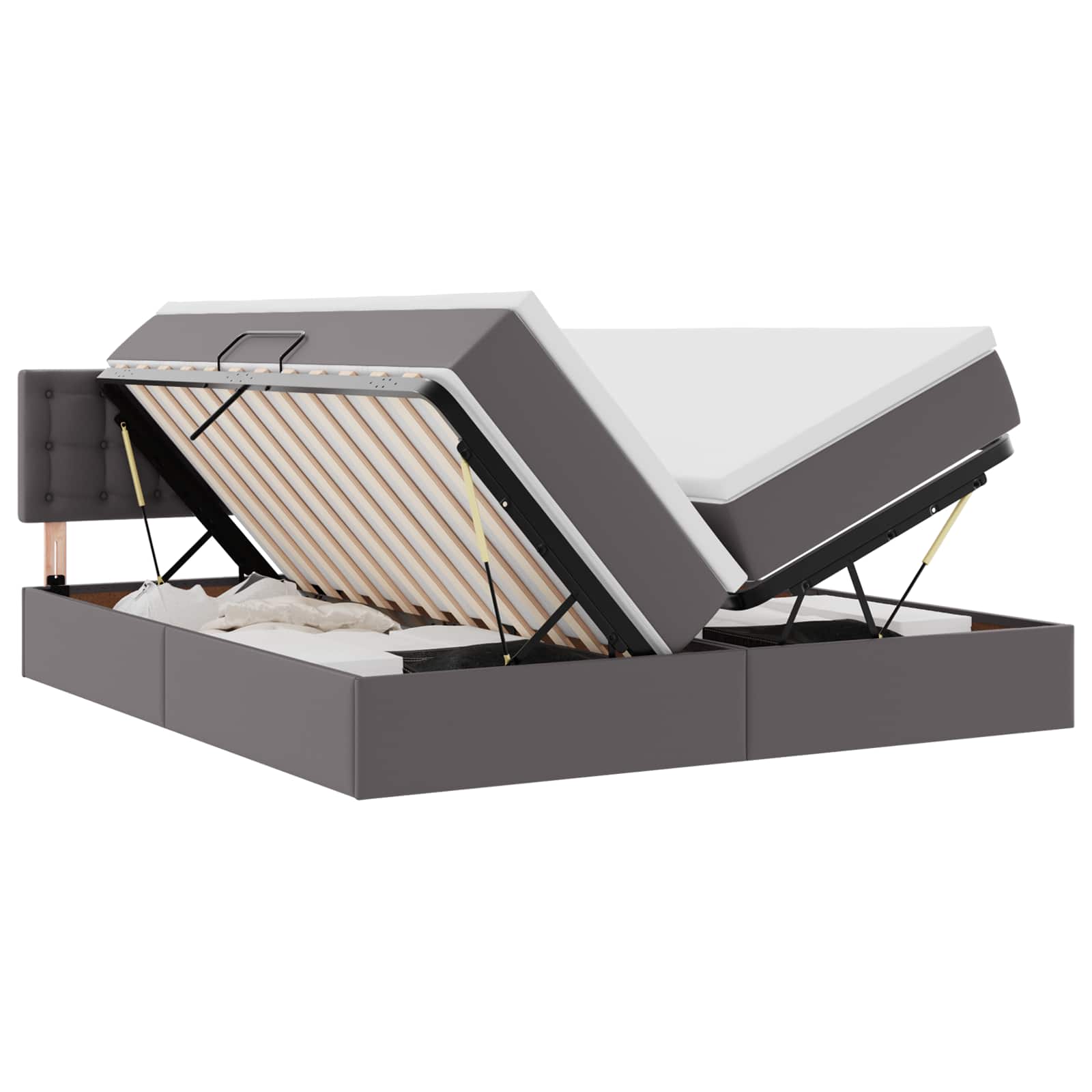 Krevet s od storage s madracem Siva 180 x 200 cm Lažna koža