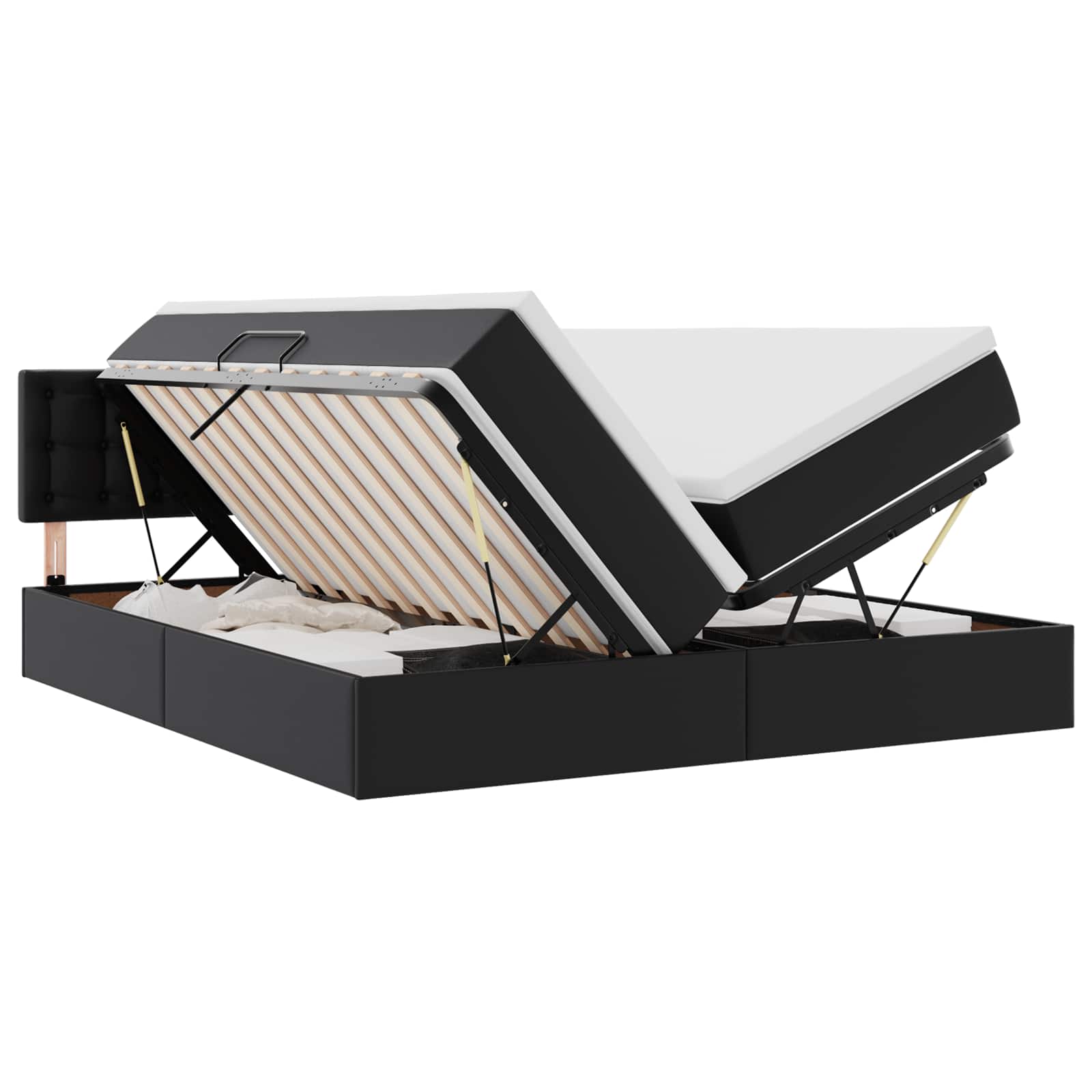 Krevet s od storage s madracem Crna 200 x 200 cm Lažna koža