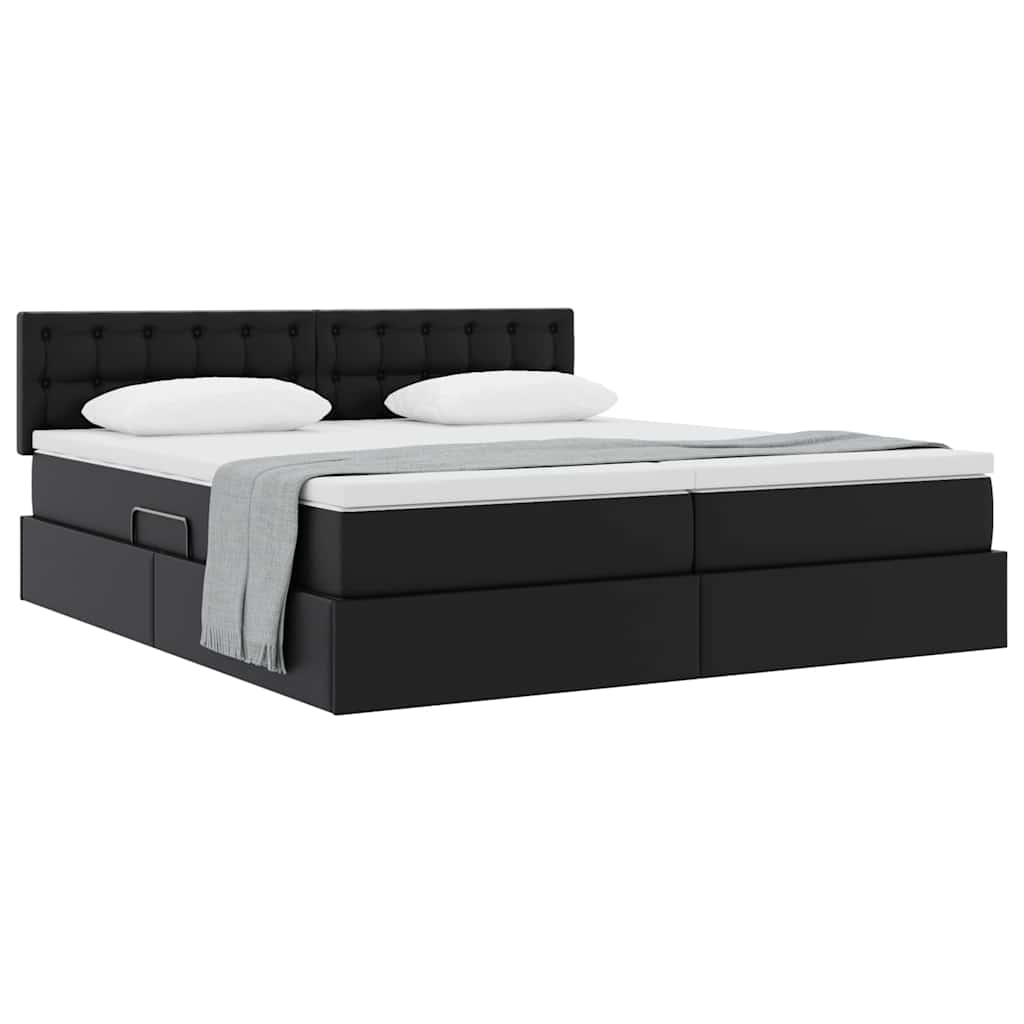 Krevet s od storage s madracem Crna 200 x 200 cm Lažna koža