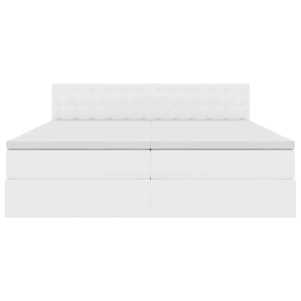Krevet s od storage Čista bijela 200 x 200 cm Lažna koža
